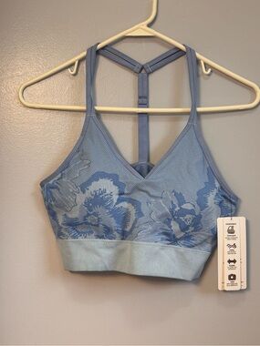 RBX Light Blue Floral Sports Bralette. Sz M. NWT